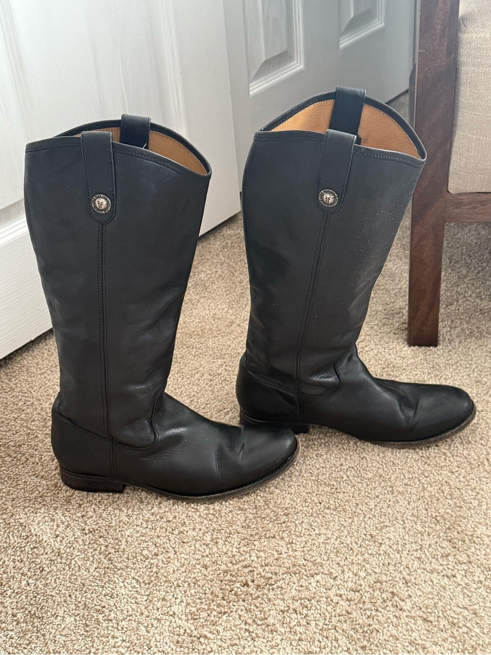 Frye Melissa Black Leather riding boots Boots